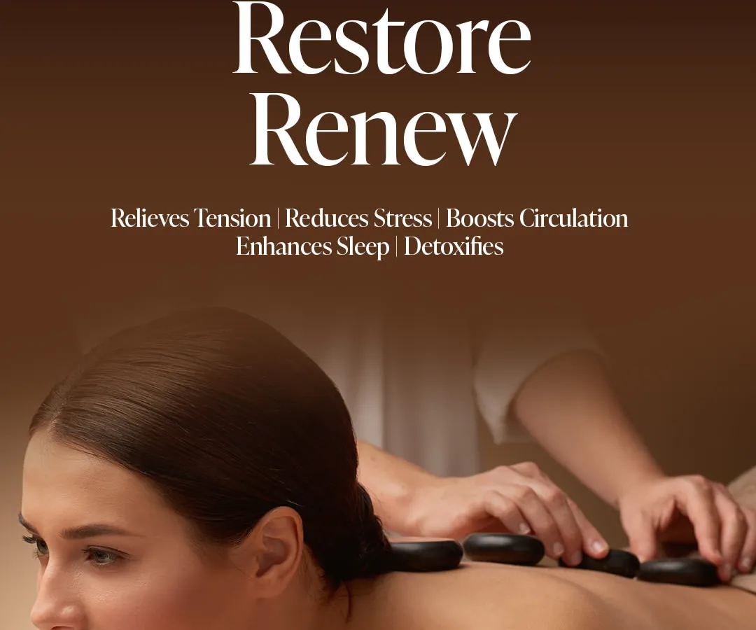 Experience our Hot Stone Massage, designed to relax, restore, and renew. We use heated, smooth stones placed on key points of the body to relieve muscle tension, reduce stress, and boost circulation for complete detoxification.