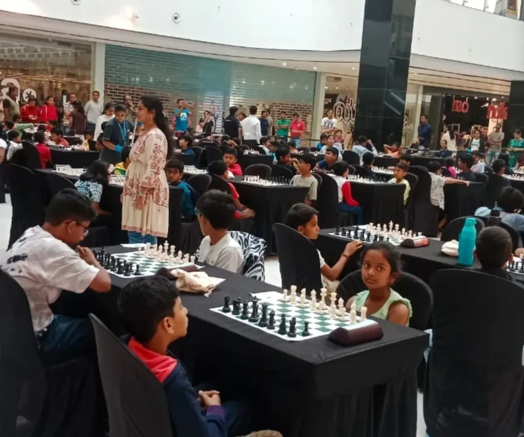 We can turn any location into a chess arena. Here's a look at one of our large-scale youth tournaments held at VR Mall in Bengaluru, filled with young, focused minds ready for battle.