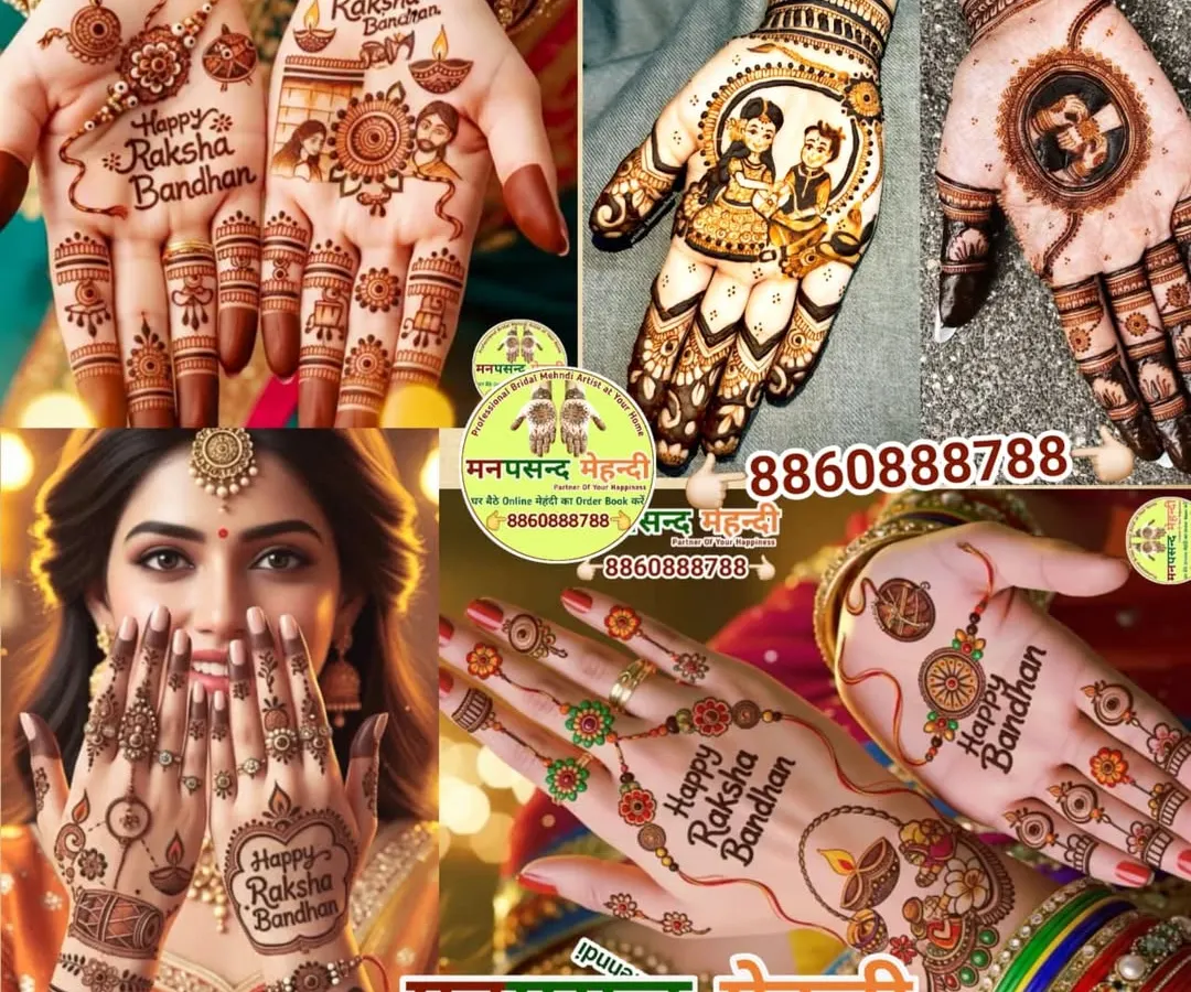 For Raksha Bandhan, we offer a wide range of designs. From simple patterns with "Happy Rakhi" written, to intricate portrait mehndi of a brother and sister, we can create something special to celebrate your bond.