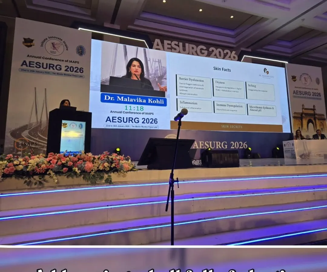 Here I am addressing an assembly of plastic surgeons at the Aesurg 2026 conference. My lecture focused on the foundational principles of skincare, emphasizing how pre and post-surgical topical care, including barrier protection and anti-inflammatory protocols, is critical for optimizing surgical outcomes and accelerating healing.