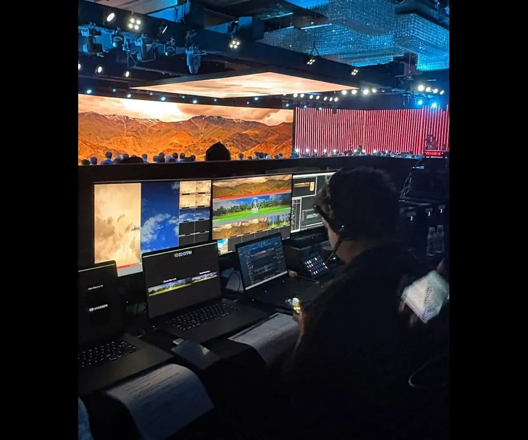 From the command center at the Hyundai Venue launch, our console management team orchestrates the show. We ensure that every video, lighting, and audio cue is executed with precision, managing multiple data streams to create an immersive and impactful presentation for the media and audience.