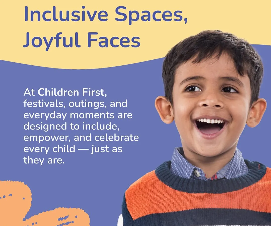 This image captures the essence of our mission: creating inclusive spaces that lead to joyful faces. At Children First, we design festivals, outings, and everyday moments to include, empower, and celebrate every child just as they are.