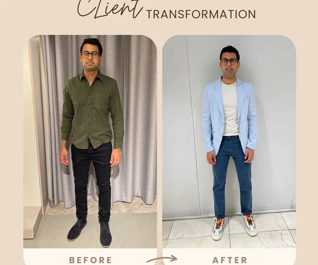 Style isn't just for women. I worked with Karan to upgrade his casual and work looks, focusing on better fits and a color palette that suits him. The result is a sharper, more refined style that boosts his confidence for any setting.