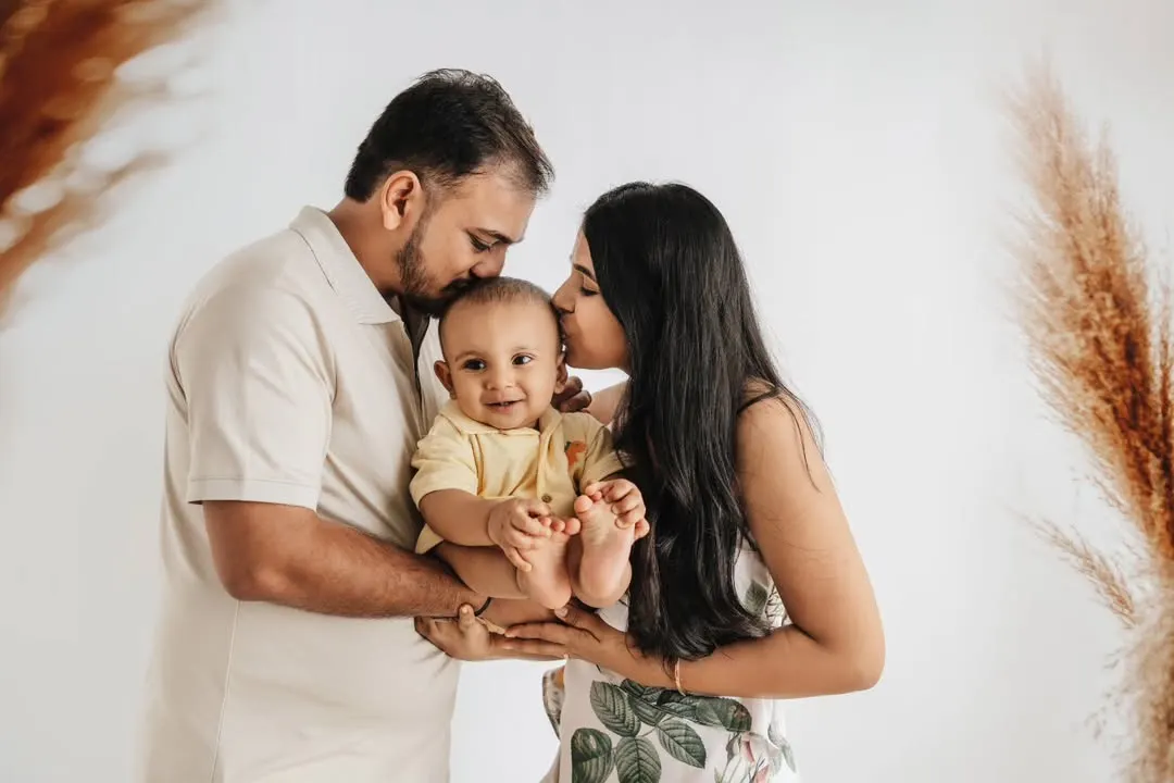 A beautiful family portrait session in my studio, capturing the love and connection with your little one.