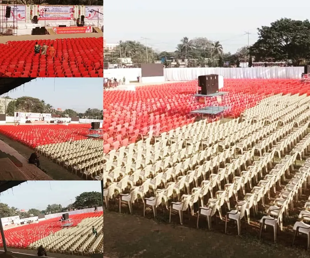 For very large events, seating thousands of guests is not a problem. This collage shows my capacity for mass seating arrangements on open grounds, ensuring every guest has a place.