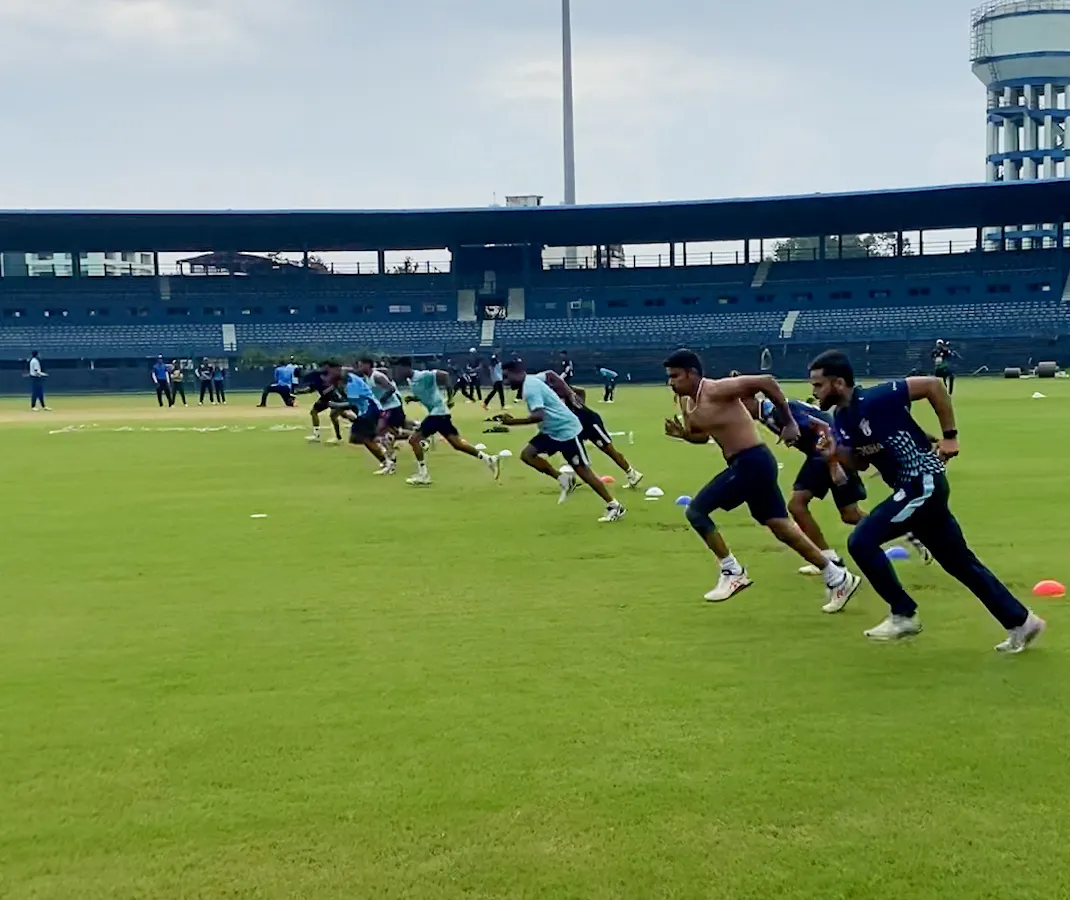 Speed is a non-negotiable for cricketers. This shot captures a team sprint drill, a core part of my program designed to improve acceleration, top-end speed, and the competitive drive essential for match day.