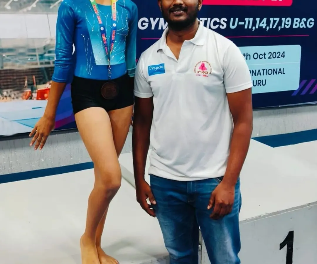 I'm incredibly proud to stand with one of our gymnasts on the podium at the ISSO National Games. This is what hard work and dedication look like, and we train our competitive students to reach for these moments.