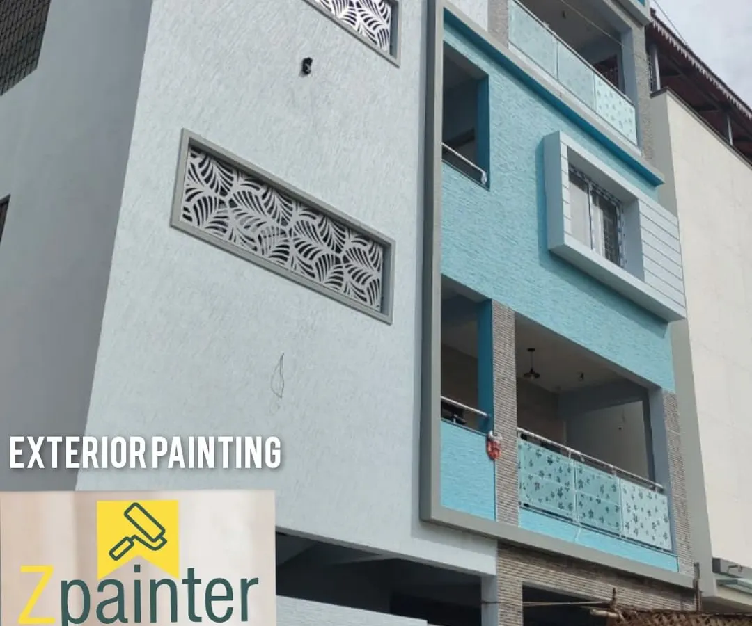 A complete exterior painting project for a modern multi-story building in Bangalore. I use weather-resistant paints to ensure a long-lasting finish that protects the building from the elements.