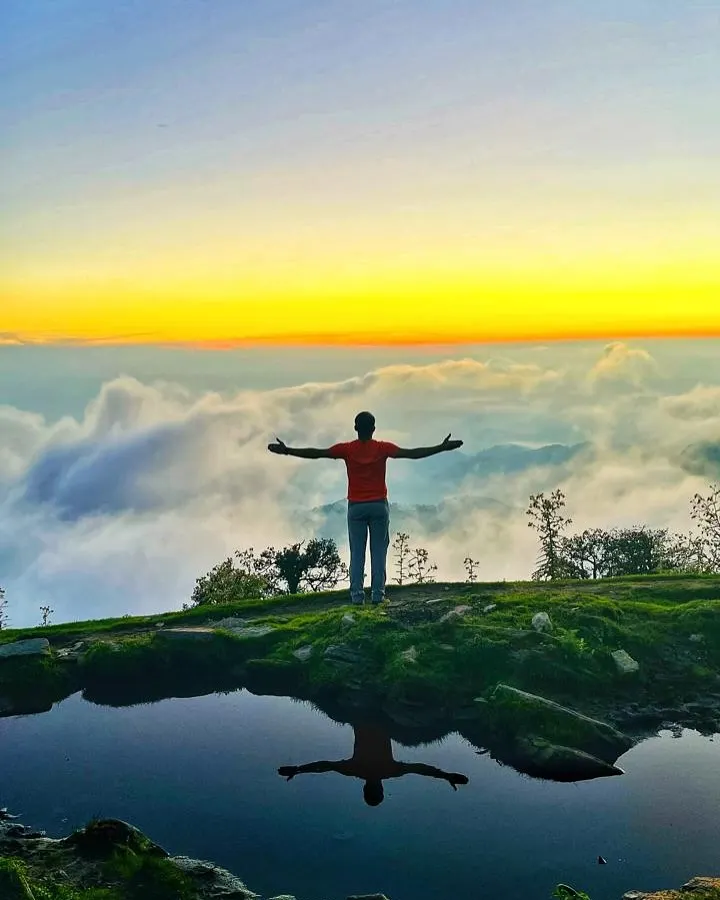 This is the reward. An epic sunset over a sea of clouds from Triund top. It’s a short hike, but the view of the Dhauladhar range is something you will never forget.