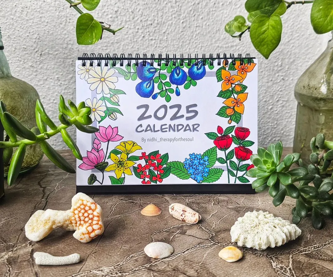 My 2025 Desk Calendar is here. This is the 4th year I'm creating these, and this edition combines three of my passions: florals, musical instruments, and intricate mandala patterns. It's a piece of art for your desk, with a new design to enjoy each month.