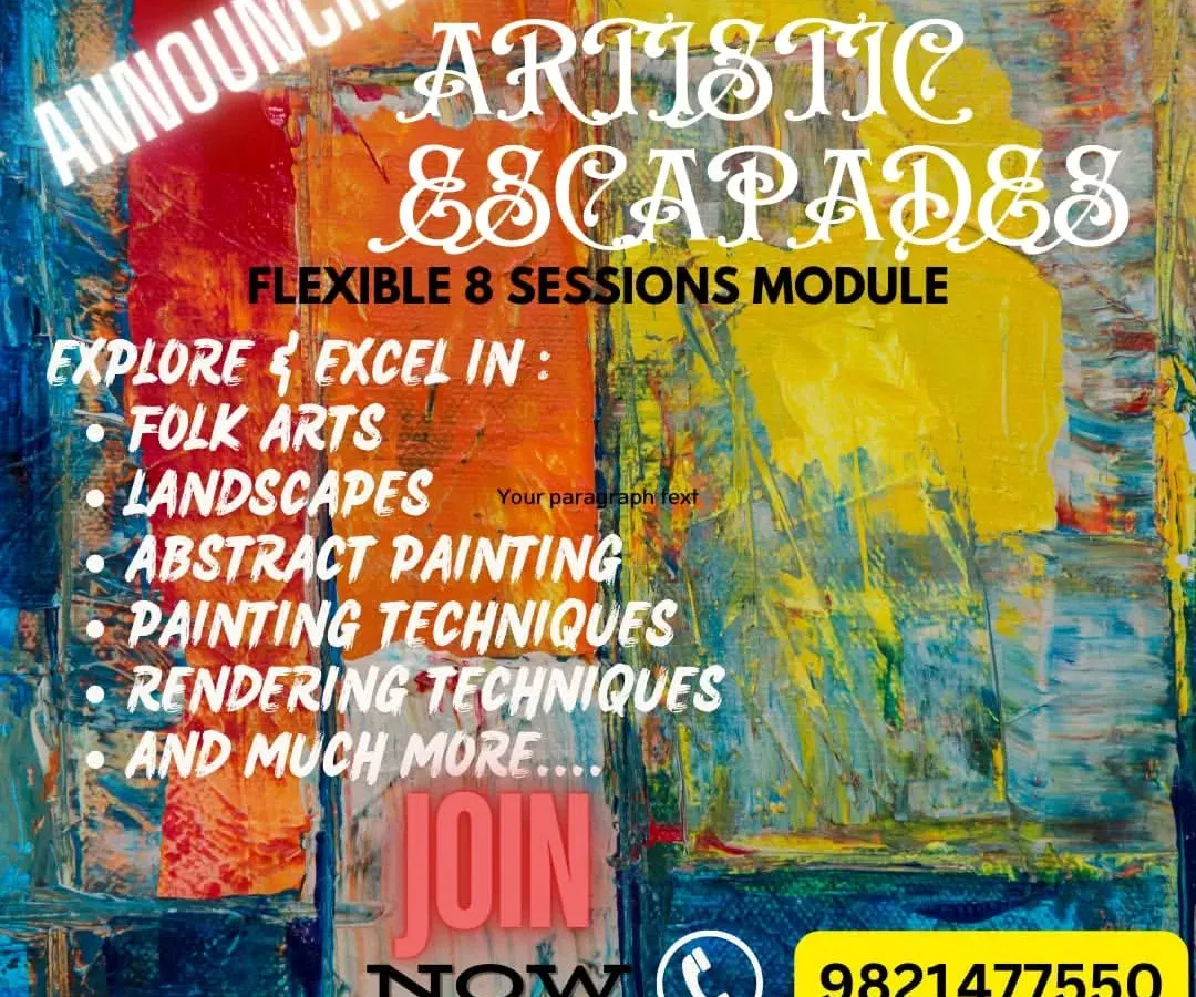 To give you the freedom to explore, I created the 'Artistic Escapades' module. This flexible 8-session program lets you dive into different styles, from traditional folk arts and landscape painting to the free-flowing expression of abstract art. It's a perfect way to discover what you love.