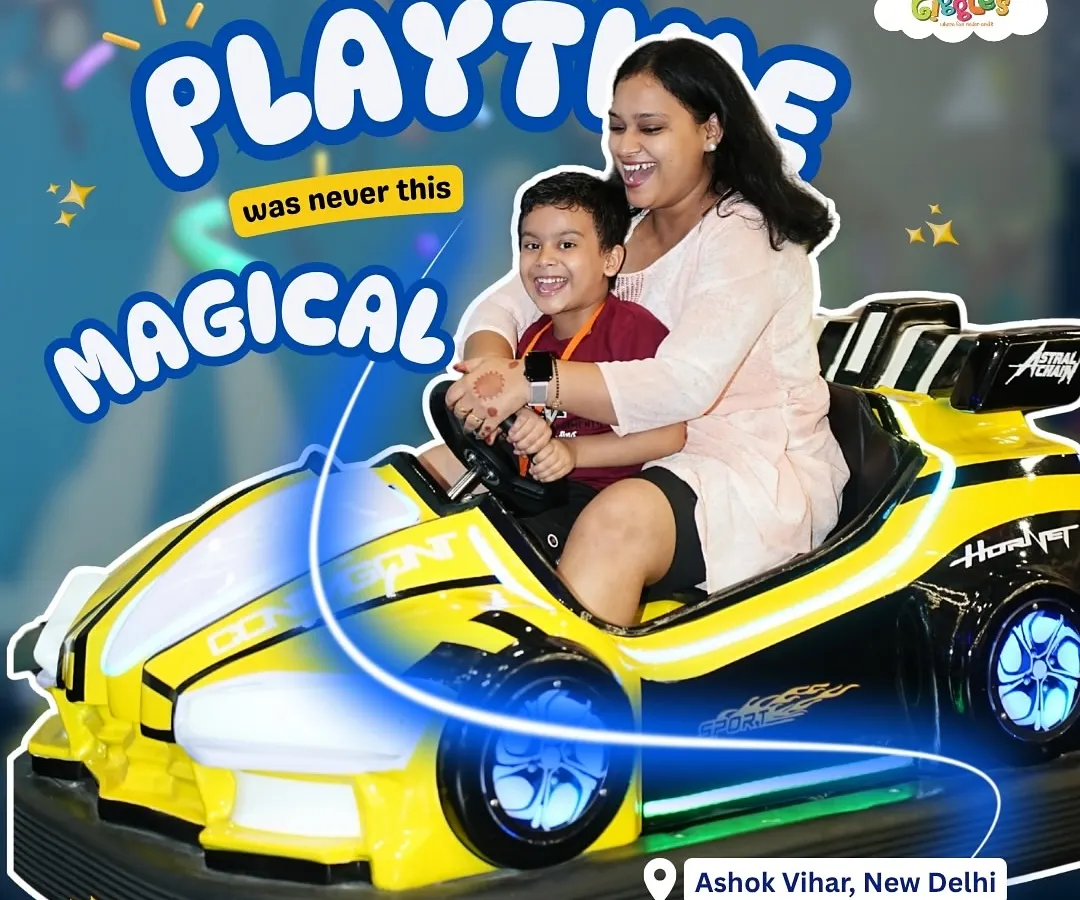 The fun is for everyone, even parents! Here, a mother and son share a laugh on our popular bumper cars. I design my play area to encourage family bonding and create shared memories that you will all cherish.