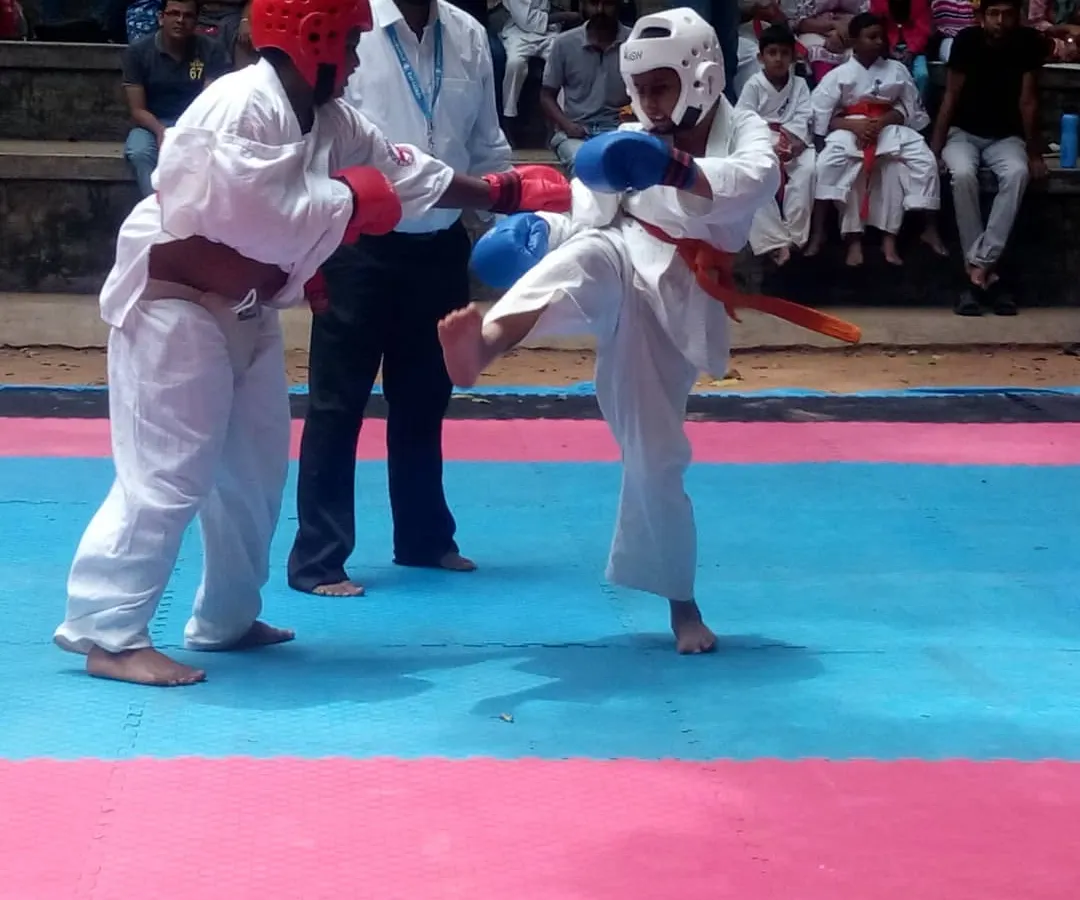 This is where training pays off. A young student executes a clean kick during a tournament. Competition is not just about winning, it is about testing your spirit and technique under pressure.