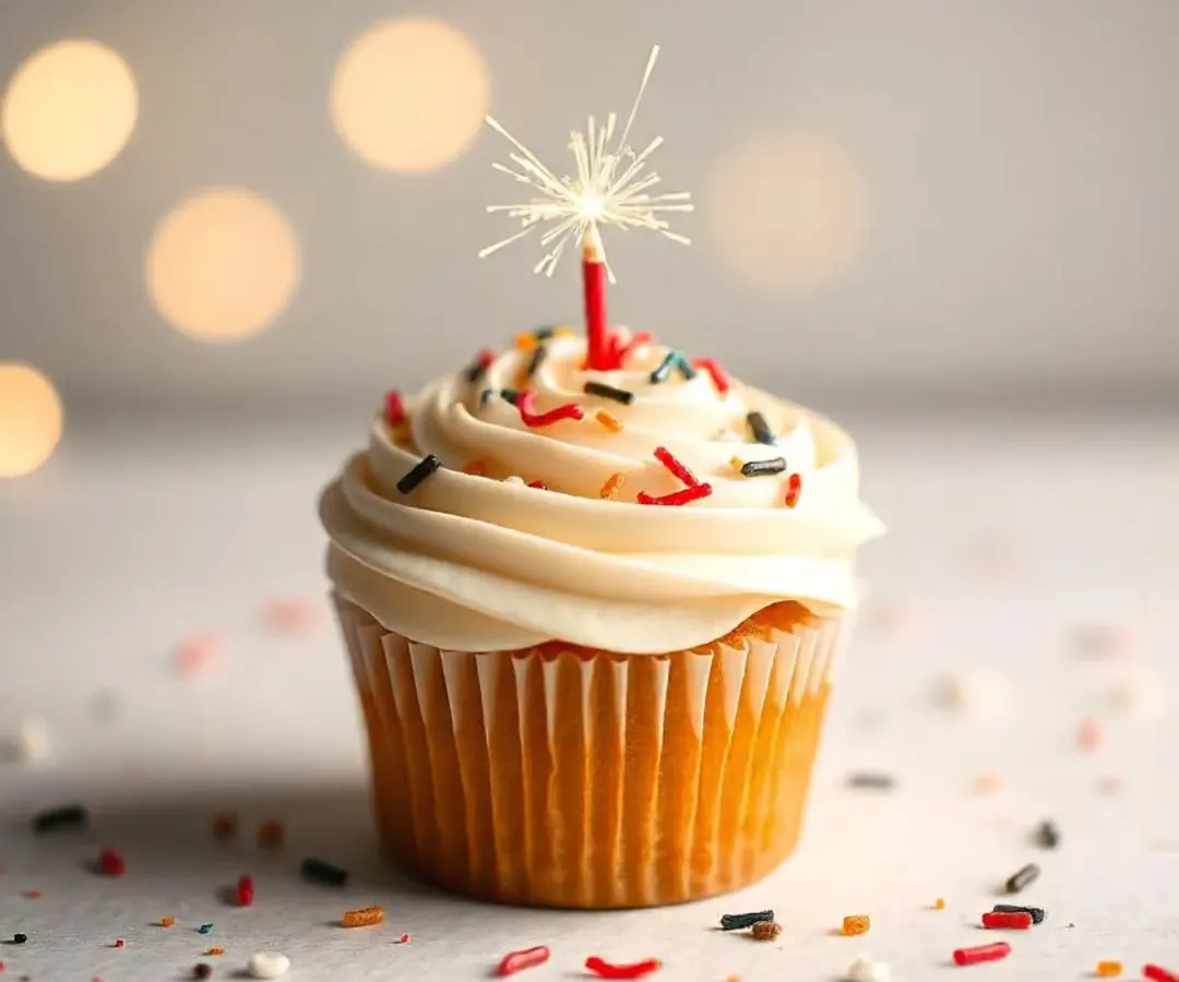 A single cupcake can be a celebration. I used a clean, bright style here to capture that feeling of a special moment, with a lit sparkler adding a touch of magic. This kind of minimalist food photography is great for highlighting the simple beauty of a dessert.