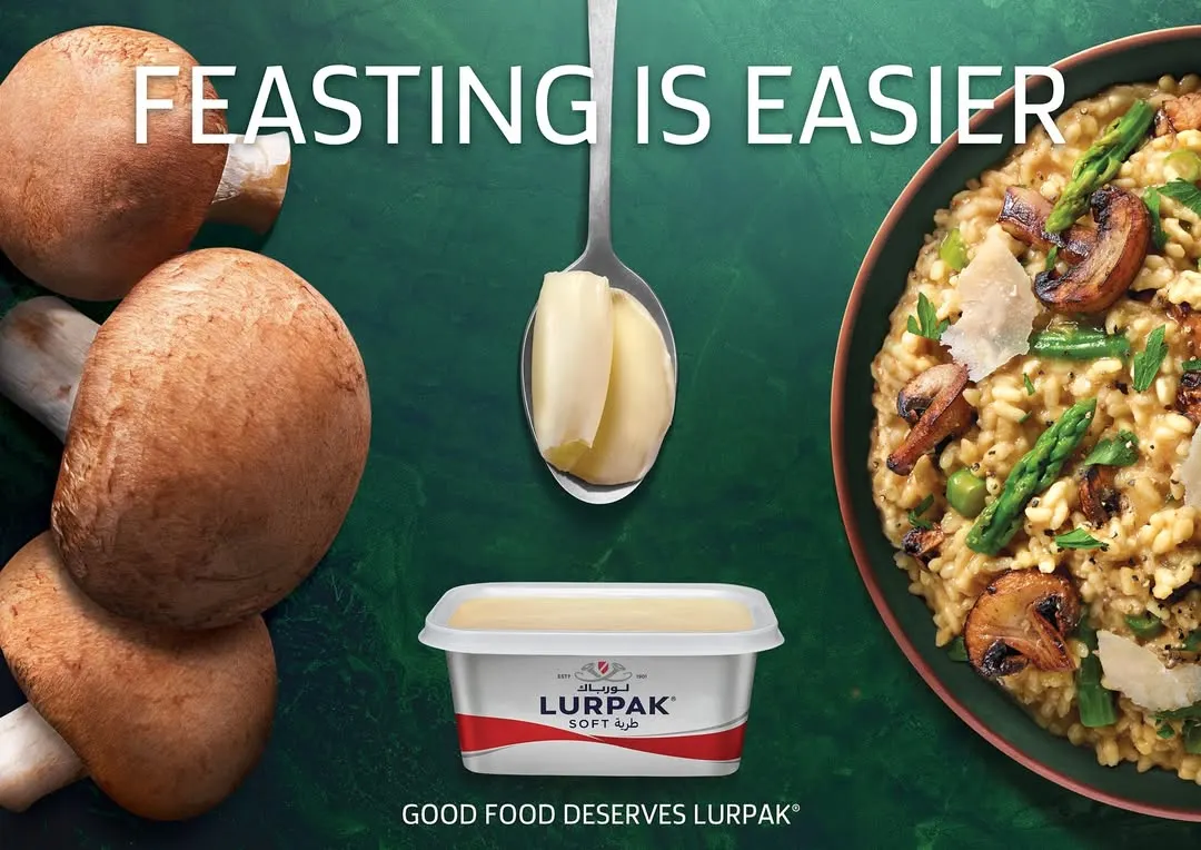 Working on a campaign for a global brand like Lurpak was a career highlight. This shot for their Middle East campaign focuses on creating a clean, appetizing visual for a mushroom risotto, emphasizing how good food deserves great ingredients.