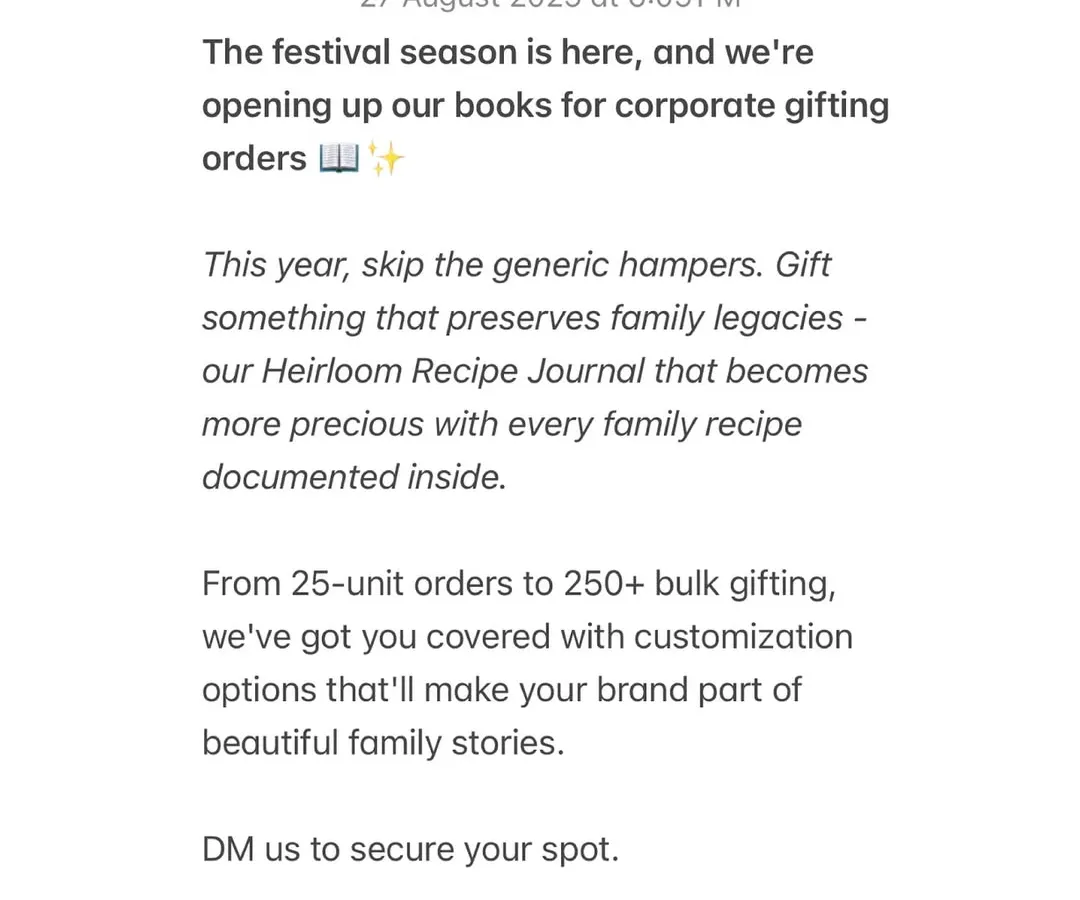 This is why we do what we do. When a company gifts our journals for Diwali, it goes beyond a simple present. It sparks conversations, connects team members through stories of family and food, and creates a sense of community rooted in shared heritage. We are now taking bulk gifting orders for the festive season.