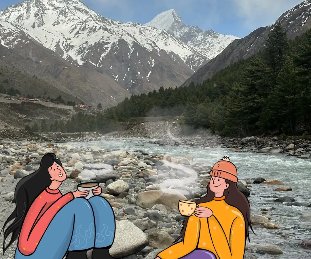 I love turning my travel memories into art. Here, I took a photo from a recent mountain trip and illustrated over it to capture that perfect 'Pahad and chai' feeling. I can do the same for your favorite photos.