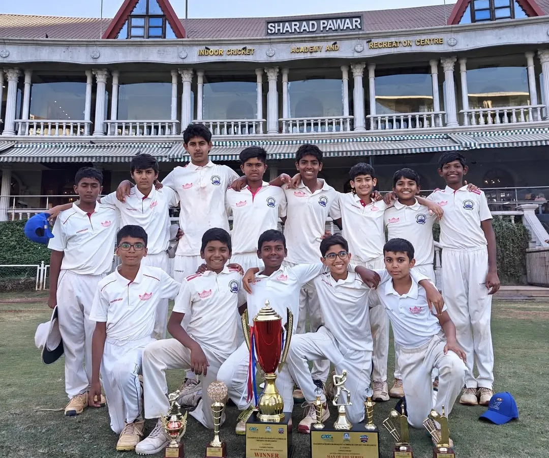 Our U-14 team celebrating their championship win at the prestigious Dronacharya Ramakant Achrekar Tournament, held at the MCA BKC ground. This is what dedication and teamwork look like.