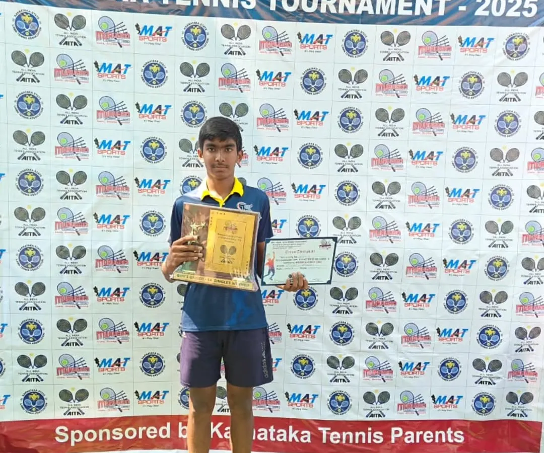 A proud moment with Jeevith S, our Boy's Under 14 Singles Champion at the AITA Karnataka National Series. Our tournaments are a platform for dedicated players to prove their skills and achieve national recognition.
