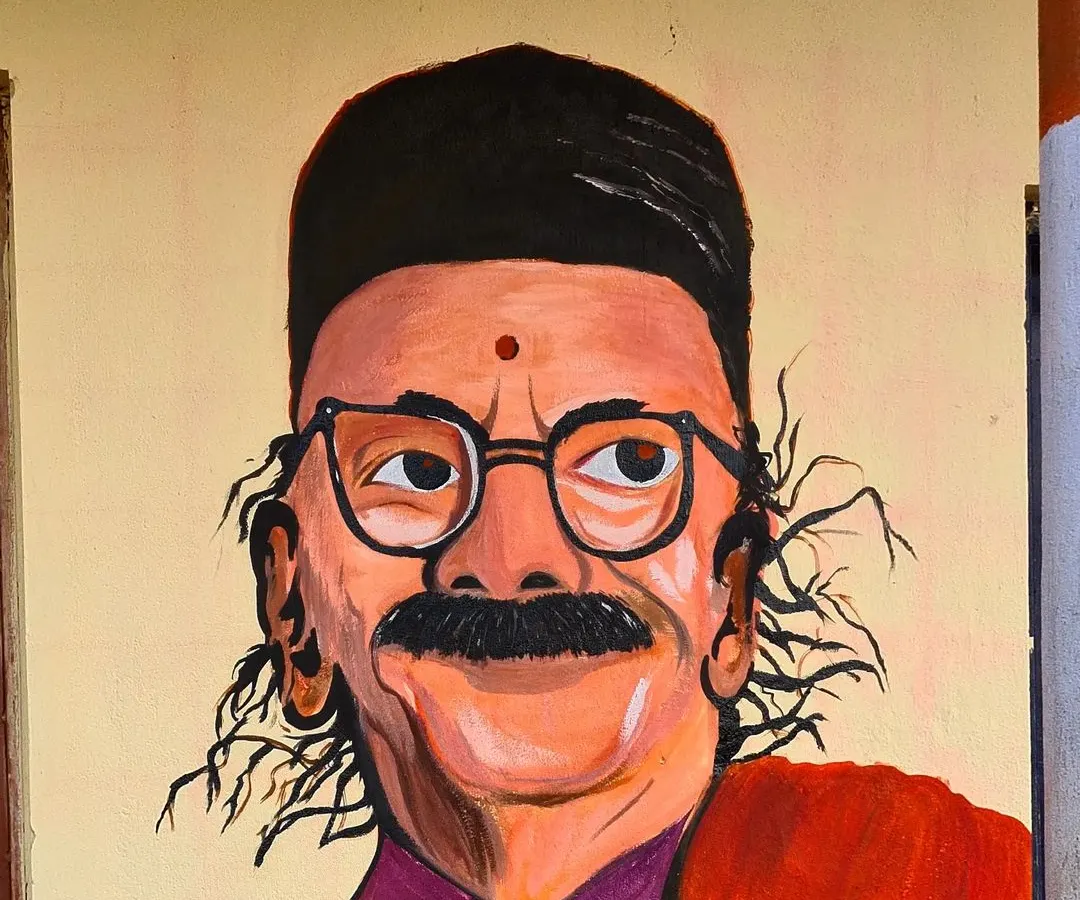 I was honoured to paint this large scale portrait of the great Kannada poet Dr. D. R. Bendre at a government primary school in Hubli. Using acrylics, I aimed to capture his iconic presence to inspire the students who see it every day.