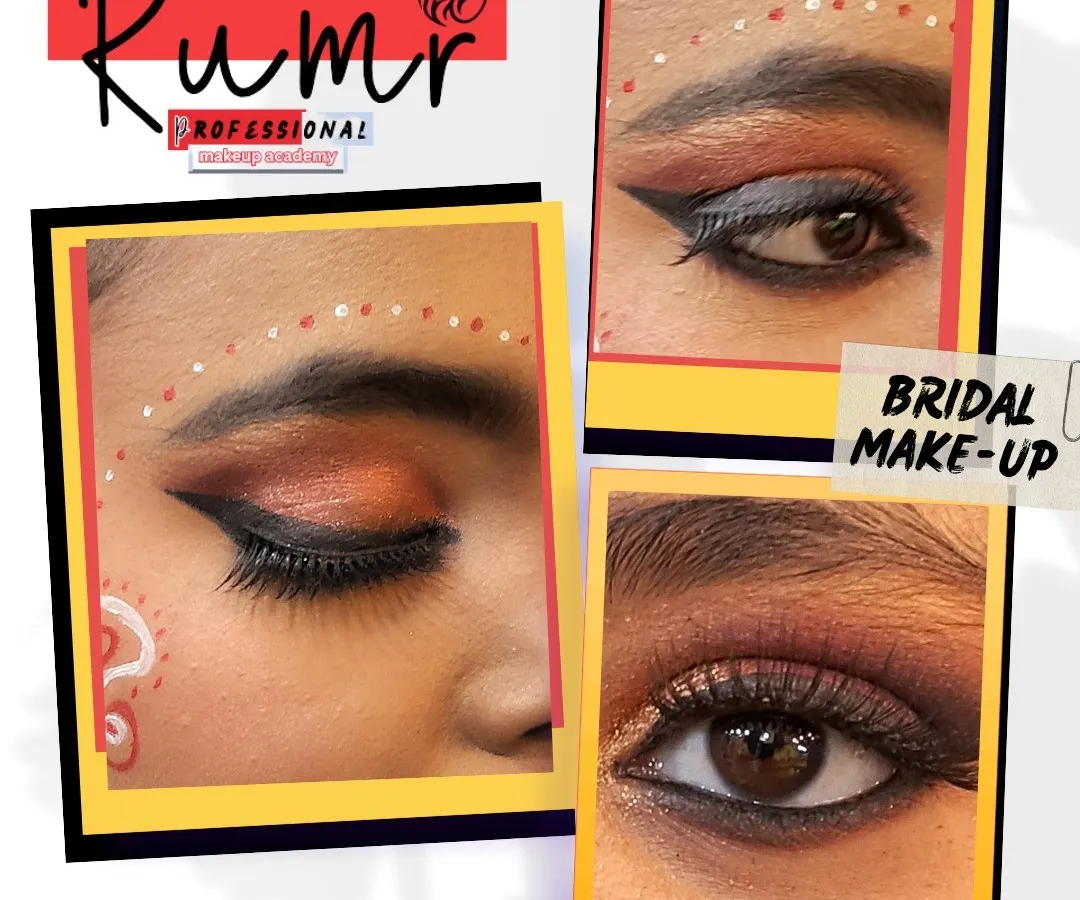 For my bridal makeup, the eyes are everything. Here you can see the detailed work I do for a traditional bridal eye, featuring warm, shimmering tones, a sharp winged liner, and delicate traditional details. We will work together to create the perfect look that enhances your natural beauty on your special day.