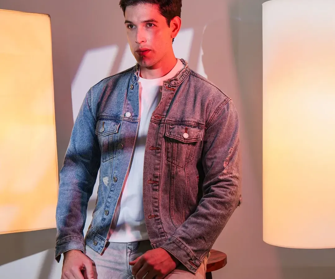This editorial shot for a denim jacket uses moody, dramatic lighting to create a strong, memorable brand image. We use creative lighting techniques to tell a story and capture a specific attitude.