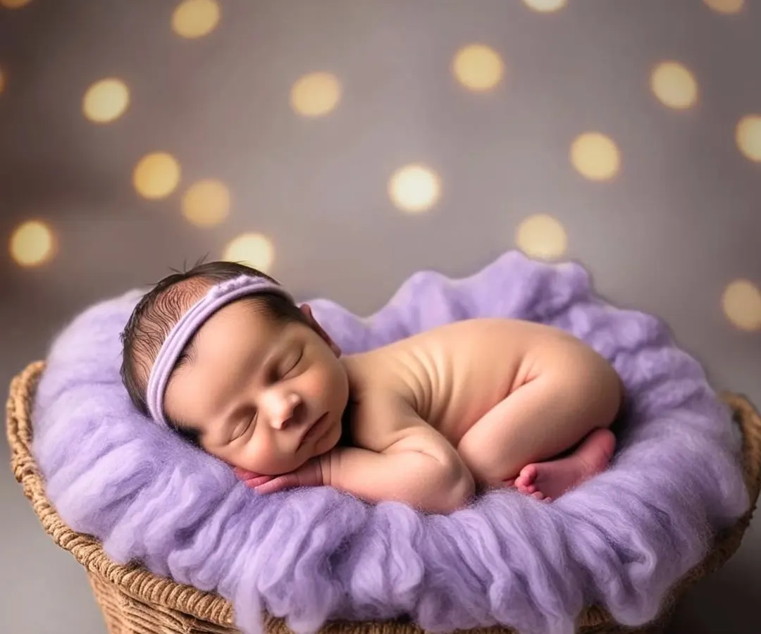 The peaceful, dreamy sleep of a newborn is pure magic. In my studio, I use soft textures and gentle lighting to create timeless portraits like this one, capturing your baby in a cozy, safe setting.