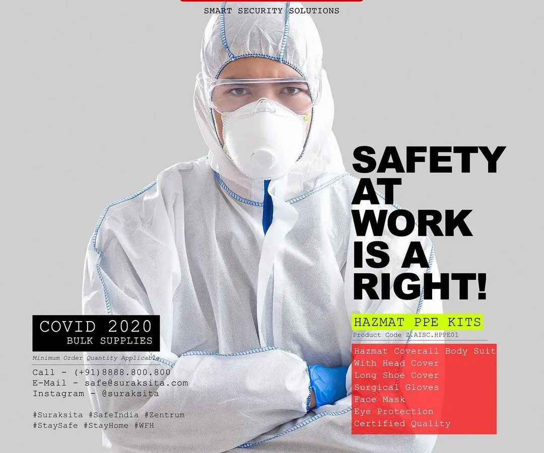 We provide complete Hazmat PPE kits to ensure maximum safety for individuals in high-risk environments. Each certified kit includes a full-body coverall, head and shoe covers, surgical gloves, a face mask, and eye protection, offering comprehensive defense against contaminants. We also offer SITRA certified options for specialized requirements.