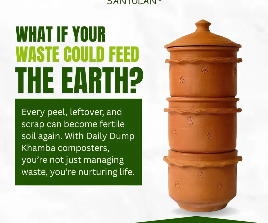 What if your waste could feed the earth? With our traditional terracotta Khamba composters, every scrap from your kitchen can become fertile soil again. You are not just managing waste, you are nurturing life.