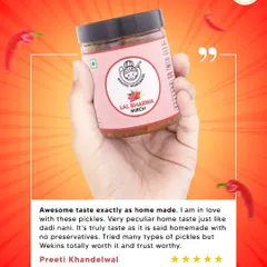 "Awesome taste exactly as home made." Thank you, Preeti, for your kind words. We're so happy our Lal Bharwa Mirch reminded you of the dadi-nani taste.