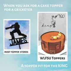 I believe a topper should tell a story. Instead of a generic silhouette, I create custom line-art designs that capture personality and motion, like this piece for a true cricket king. It’s this attention to detail that makes my toppers stand out.
