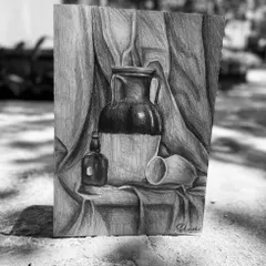 Strong drawing skills are the foundation of all great art. This still life sketch, created by my student Shuchi, showcases an expert understanding of light, shadow, and form using graphite pencils, a core focus in my sketching and shading courses.