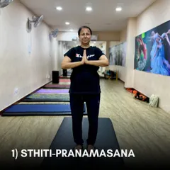 Step 1: Sthiti-Pranamasana (Prayer Pose). We begin our Surya Namaskar practice by centering ourselves and setting an intention for the session.