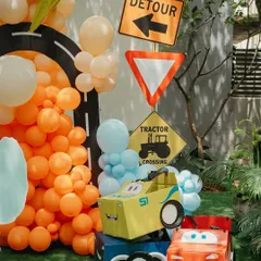 Every detail counts when creating a themed party. We incorporated fun road signs and character props to make the 'Cars' theme feel authentic and exciting for the kids.
