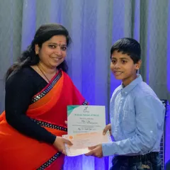 Congratulating a student on successfully completing his graded music exam. These certifications are a valuable addition to a student's musical education.