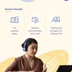 Our CYMH course is designed for flexible, accessible learning. This graphic illustrates the course format, which includes live teaching videos, weekly expert-led sessions for Q&A, and self-paced study you can fit into your schedule.