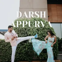A hilarious and action-packed shot from a pool party event. This playful kick-fight pose shows the couple's fun-loving personalities and the unique energy of a themed celebration.
