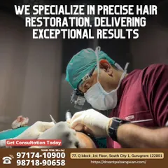 This image captures the intense focus required during a hair restoration procedure. We are committed to delivering exceptional results by meticulously handling each graft and ensuring its optimal placement.