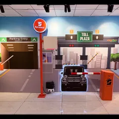 A creative and interactive display in our Experience Zone, illustrating how our solutions are applied in real-world scenarios like parking entries and toll plazas.