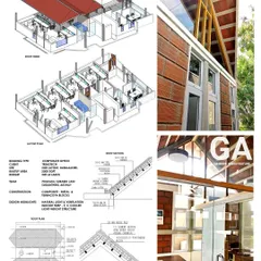 This project board showcases our design for a climate-responsive corporate office. We used composite materials and terracotta blocks, along with a specially designed roof structure, to maximize natural light and ventilation, creating an energy-efficient and inspiring workspace.