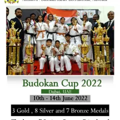 A proud moment for UBKA at the Budokan Cup 2022 in Dubai. Our team stands victorious with a remarkable collection of trophies and medals, a testament to their skill and dedication in an international arena.