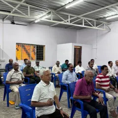 Our Prāṇa Sañjīvini program in action, empowering senior citizens with Pranayama. These chair-based breathing exercises are designed to enhance vitality and promote graceful aging.