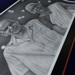 This hyper-realistic pencil sketch of a lovely couple from Kerala is one of my favorites. I used Brustro graphite pencils on a large A2 sheet to capture their beautiful smiles and the warmth between them.