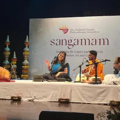 A candid moment of interaction with my co-artists on stage at the Bangalore International Centre. The spontaneous musical dialogues we have during a performance are some of my favorite parts of a traditional kutcheri.