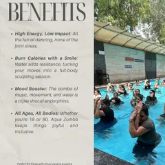 Curious about Aqua Zumba? Here are all the benefits in one place. It's a high-energy, low-impact workout that burns calories and boosts your mood, perfect for all ages and bodies.