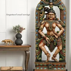 This life-sized 5-foot dancing Apsara is one of our most sought-after pieces. Finished with vibrant, hand-painted colors, she embodies celestial grace and makes a stunning statement in any large interior space.