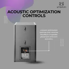 Every room has unique acoustics. Our speakers feature onboard acoustic optimization controls, allowing us to fine-tune the sound to minimize the effects of speaker placement and room characteristics, ensuring the best possible audio experience.