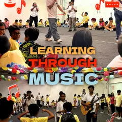 A collage from our summer camp, capturing the energy of the kids as they learn through music in a public space. We believe in taking music to where the people are.