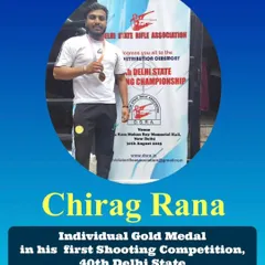 A huge congratulations to Chirag Rana for winning an Individual Gold Medal in his very first competition at the 40th Delhi State Shooting Championship.