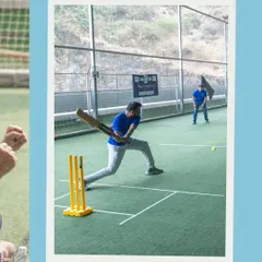 A moment of pure focus during a box cricket match. Our turf is perfect for those intense, fun-filled games with your friends.
